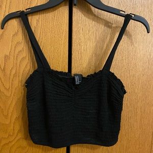 Shirred black crop top